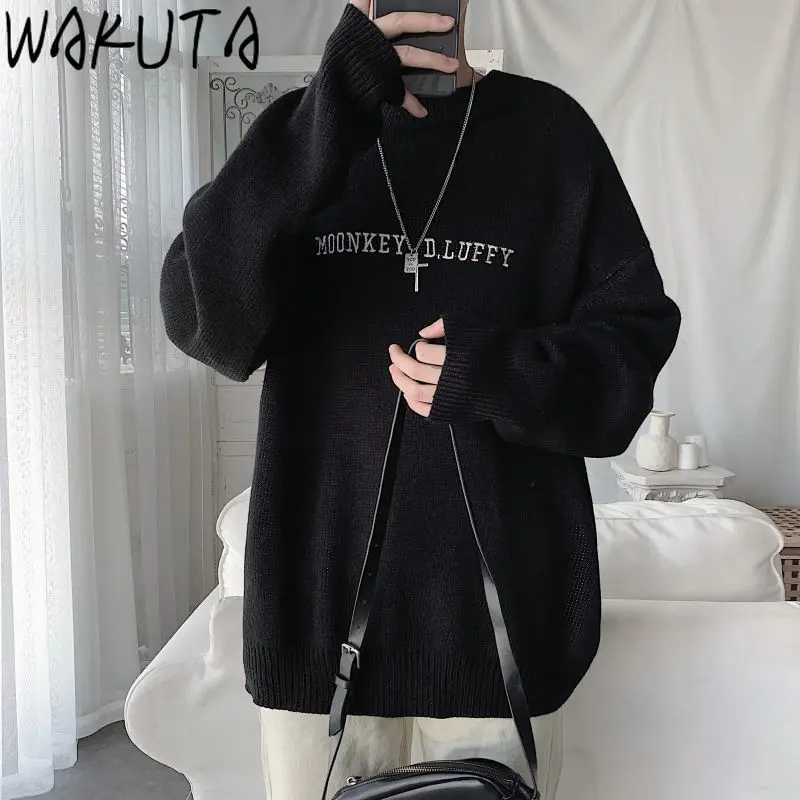 Пуловер WAKUTA в стиле Харадзюку Свитер оверсайз с японским аниме мультяшный стиль
