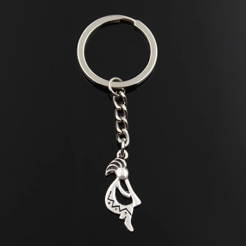 

New Fashion Keychain 31x13mm Native Kokopelli Pendants DIY Men Silver Color Car Key Chain Ring Holder Souvenir For Gift