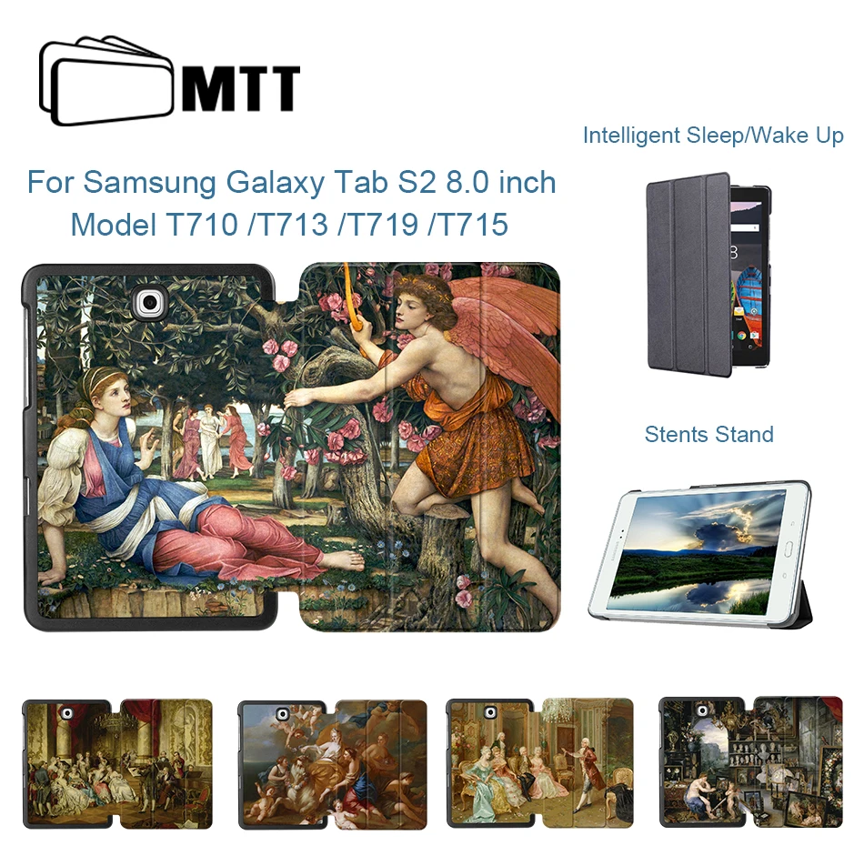 MTT из искусственной кожи чехол для samsung Galaxy Tab S2 8," SM-T710 T715 T713 T719 тонкий смарт-чехол картина маслом планшет защитный чехол