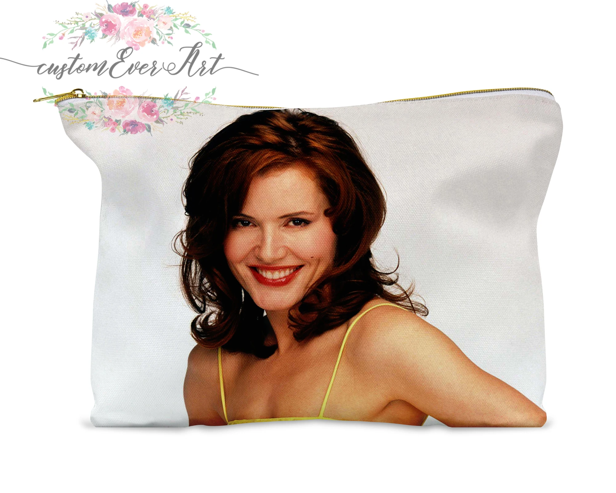 

Geena Davis cosmetic bag personalized small makeup bag funny makeup organizer toiletry bag zipper pouch