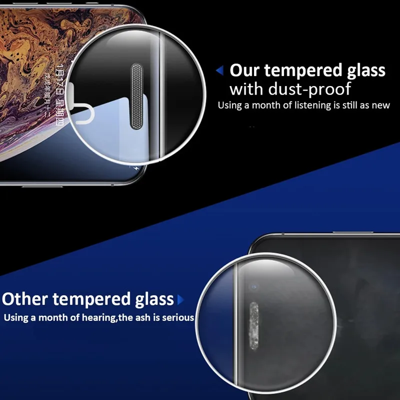 dust proof tempered glass for iphone 11 12 13 pro max x xr xs wtih frame screen protectors for iphone 7 8 plus se2020 12 13 mini free global shipping