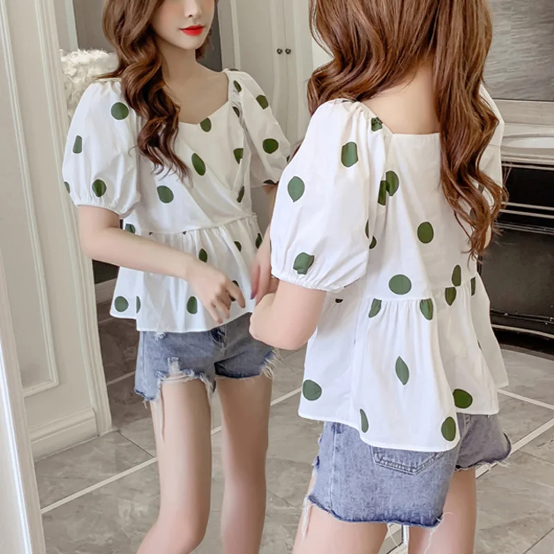 Женская рубашка с коротким рукавом VSUE летняя пышными рукавами и