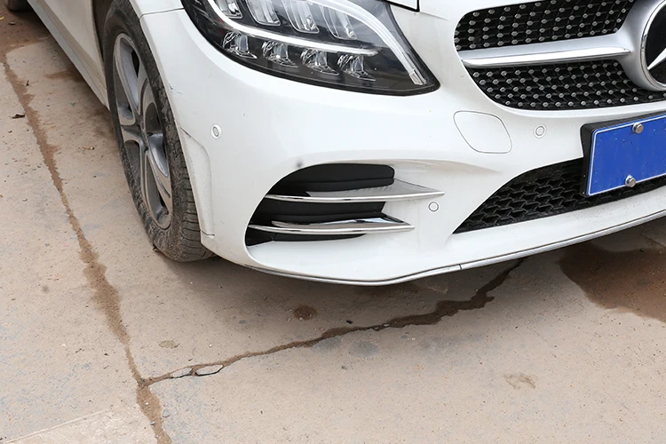 Для Mercedes Benz C Class W205 C180L C260 C300 автомобиль-Стайлинг АБС ХРОМ воздухозаборник полоски решетки отделка автомобиля аксессуары 4 шт