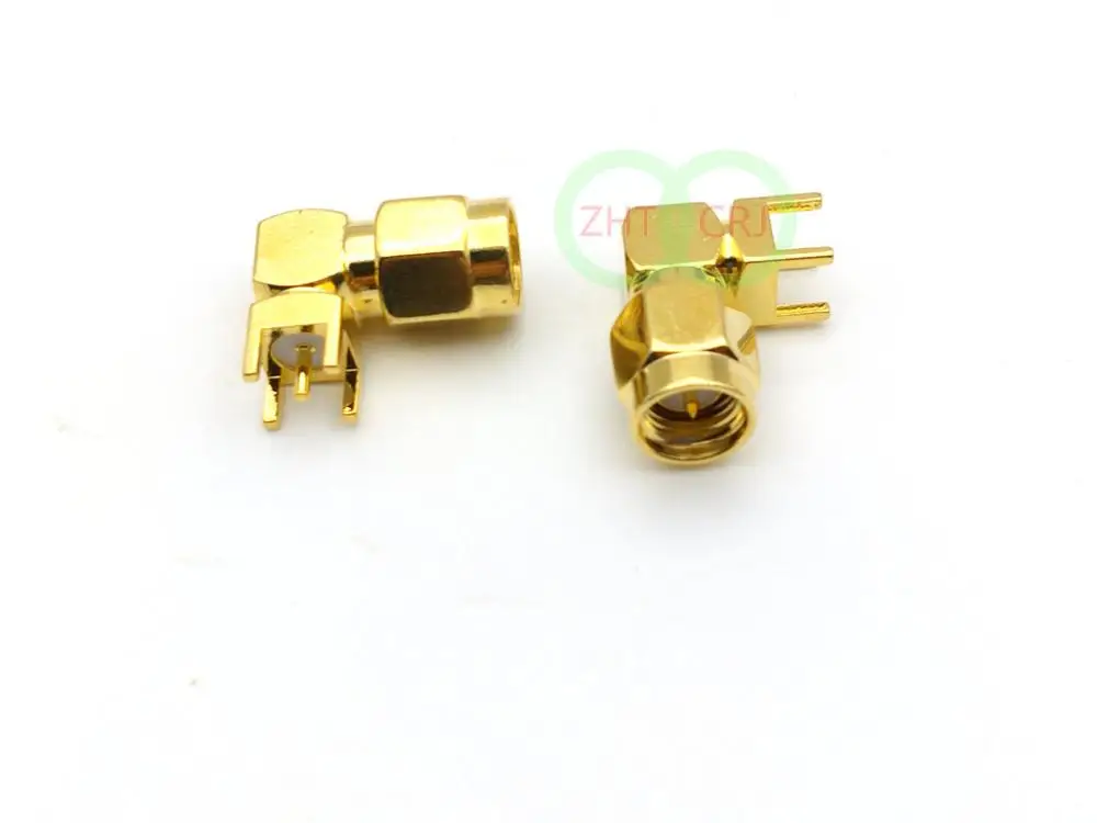 Позолоченный разъем SMA штекер прямоугольный сквозное отверстие монтаж печатной