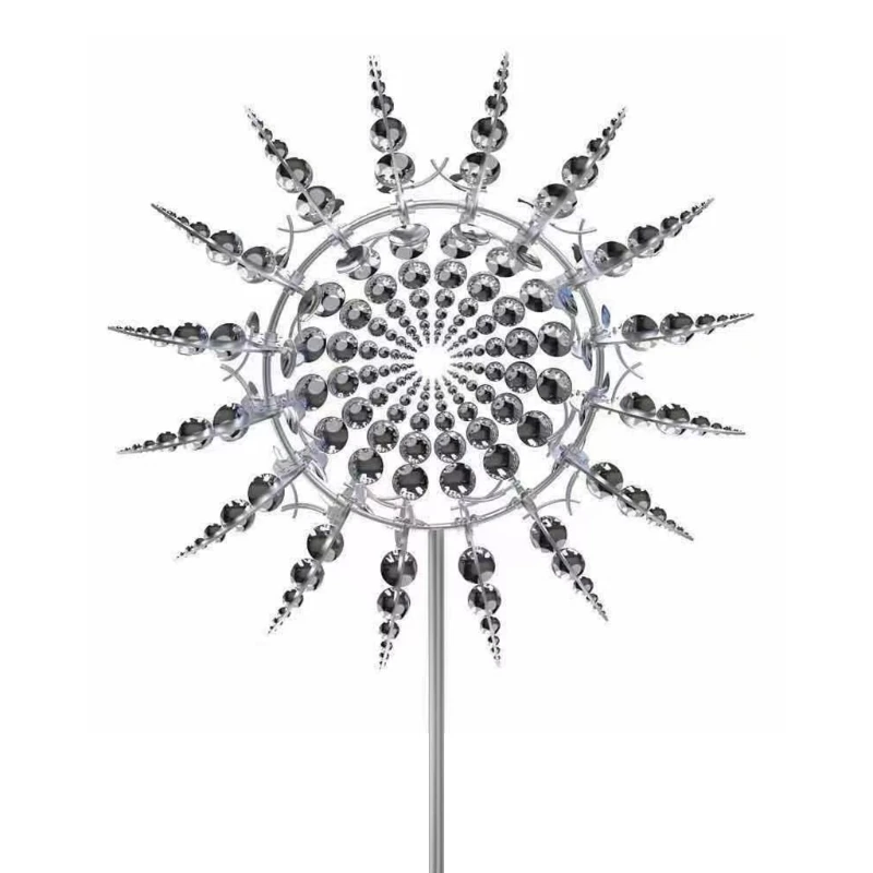 2021 New Unique Metal Windmill Geometric Kinetic Wind Spinner Catcher with Stake Decor year | Дом и сад