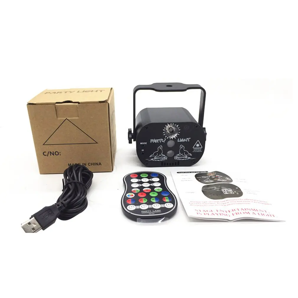 

Мини-дискотесветильник с 60 узорами, празднисветильник сценический прожектор с голосовым управлением, лазерный USB-проектор, Стробоскопичес...