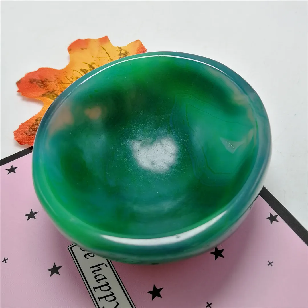 

Natural Agate Ashtray Gemstone Bowl Dyed Chalcedony Irregular Smooth Polished Hand Carved Stone Bowl For Jewlry Home Decor 1 pc