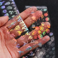 1 pcs holographic nail transfer foil sticker nails design decoration decal adhesive wraps nail art tool 3d decoration strips