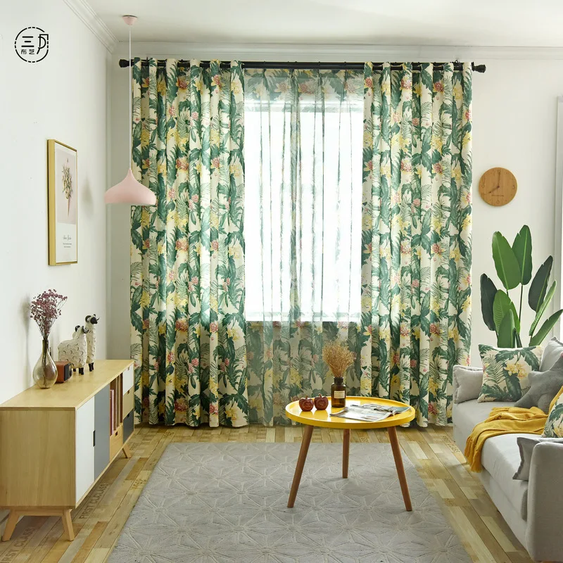 

American Country Style Curtains for Living Room Tropical Rainforest Curtains Idyllic Half Shade Bedroom Plant Flower Curtains
