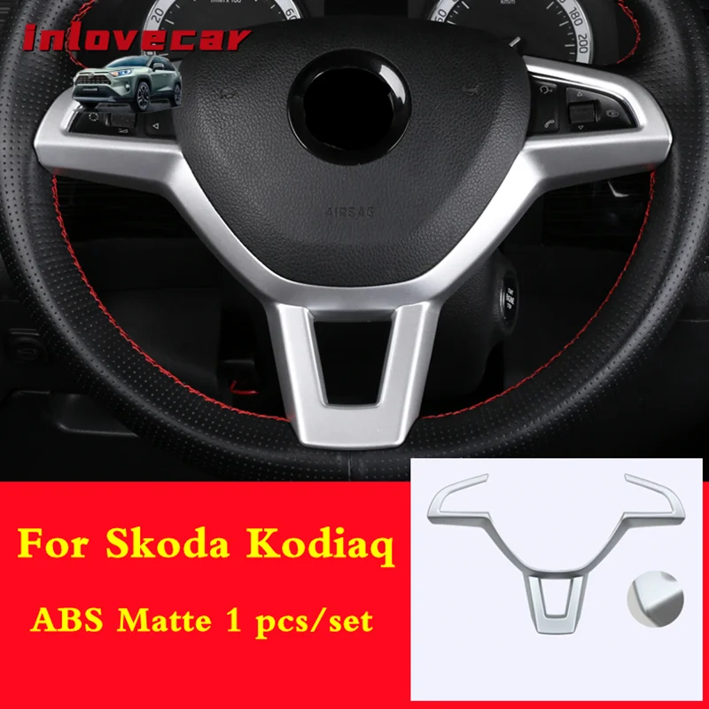 

For Skoda Kodiaq steering wheel trim cover ABS emblem frame car-styling panel badge ABS Chrome ring molding decoration 1pcs