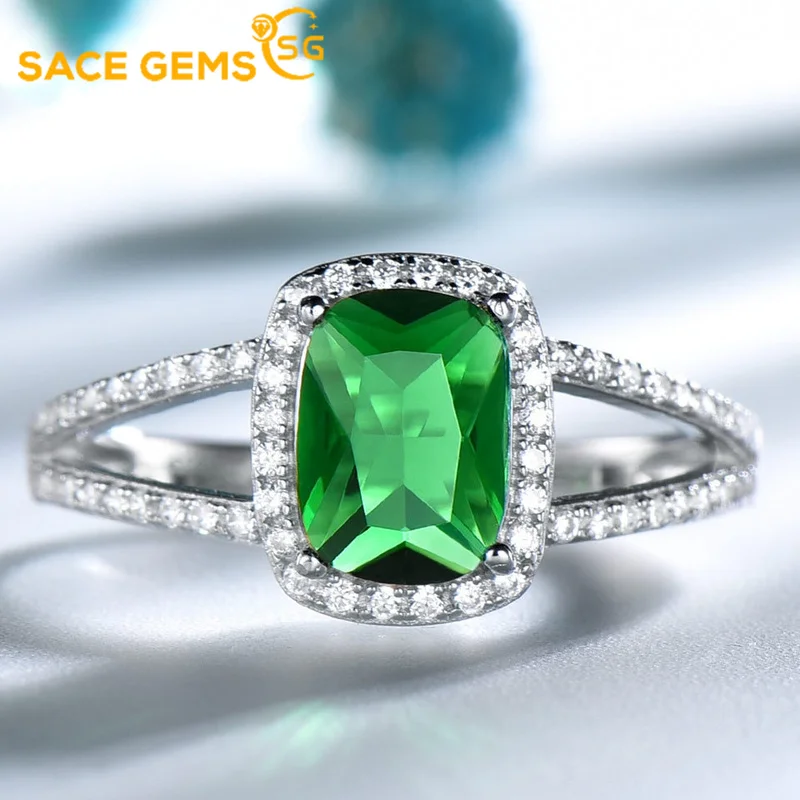 

SACE GEMS Classic 100% 925 Sterling Silver 6*8MM Gemstone Birthstone Wedding Engagement Women Ring Jewelry Wholesale Size 5-10