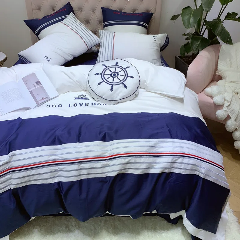 Роскошный постельный комплект из 4/7 предметов египетского хлопка двуспальный с