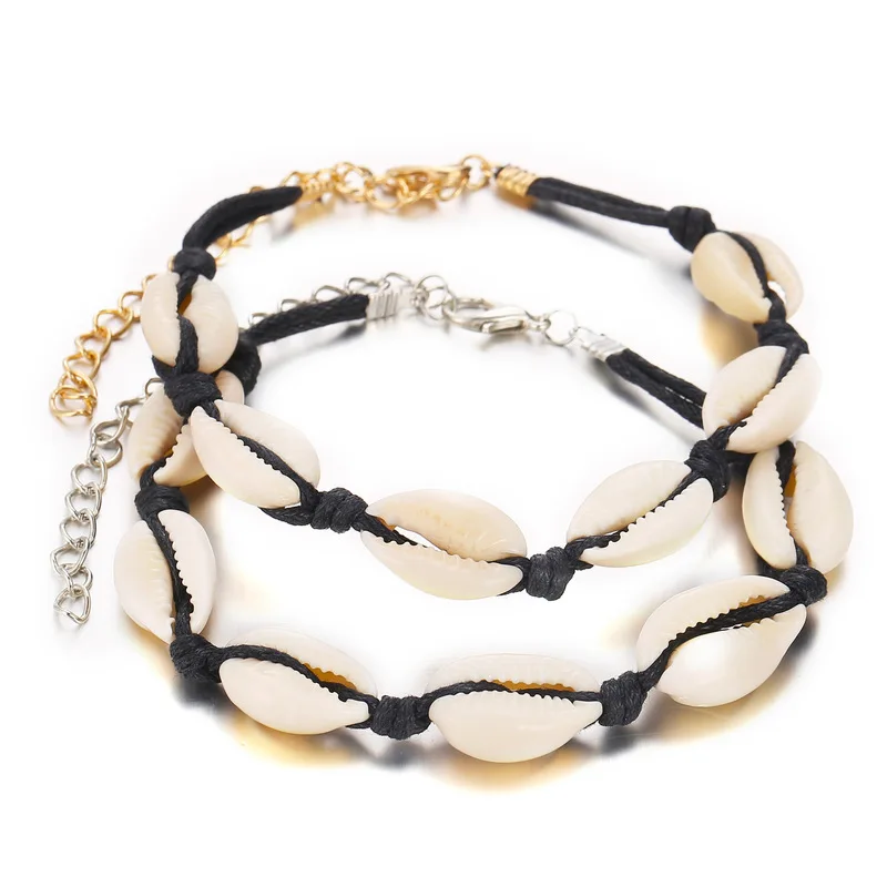 

New Fashion Bohemian Shell Handwoven Bracelet Femme Beach Seaside Adjustable Rope Chain Bracelets for Women Jewelry