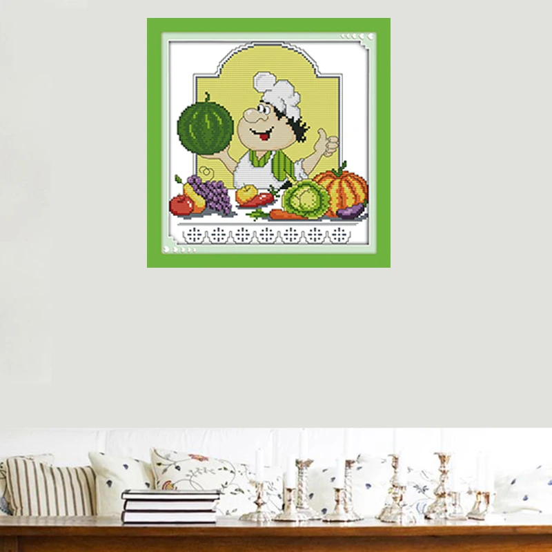 Humor chef кухонные украшения декор из мультфильма картины напечатанные на холсте DMC
