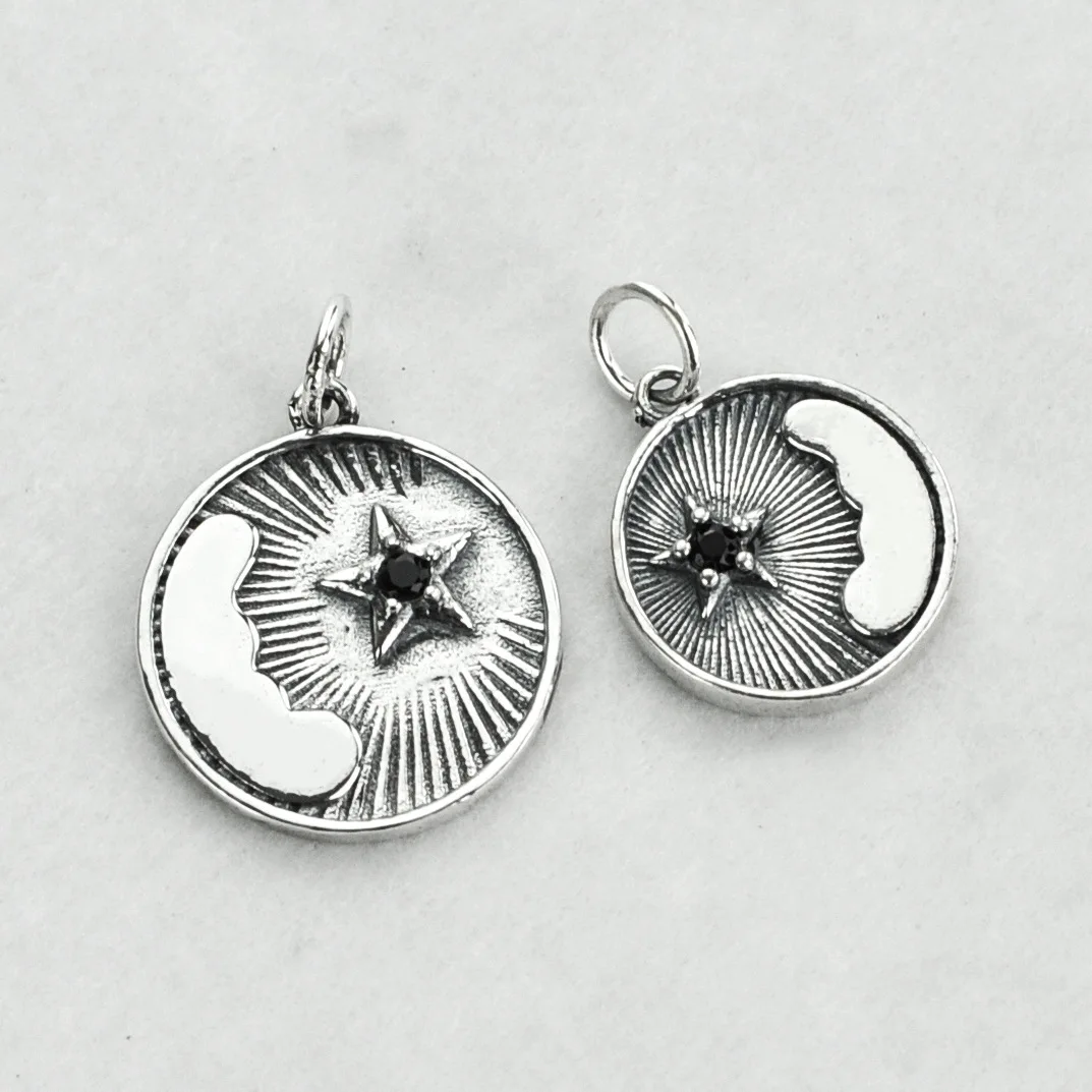 

Новый стиль S925 кулон из чистого серебра женская веревка в Корейском стиле модная подвеска в виде луны и звезд