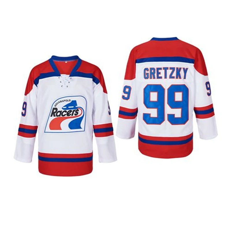 

BG ice hockey jerseys RACERS 99 GRETZKY jersey Embroidery sewing Outdoor sportswear Hip-hop culture movie white High Quality