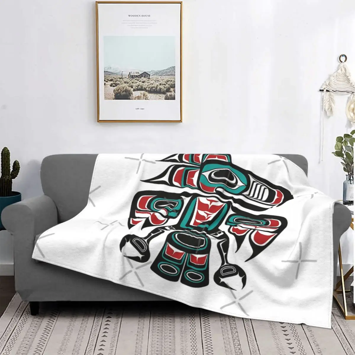 

Haida Tlingit Native Raven Totem Blanket Bedspread Bed Plaid Bedspread Plaid Sofa Hoodie Blanket Blankets For Beds