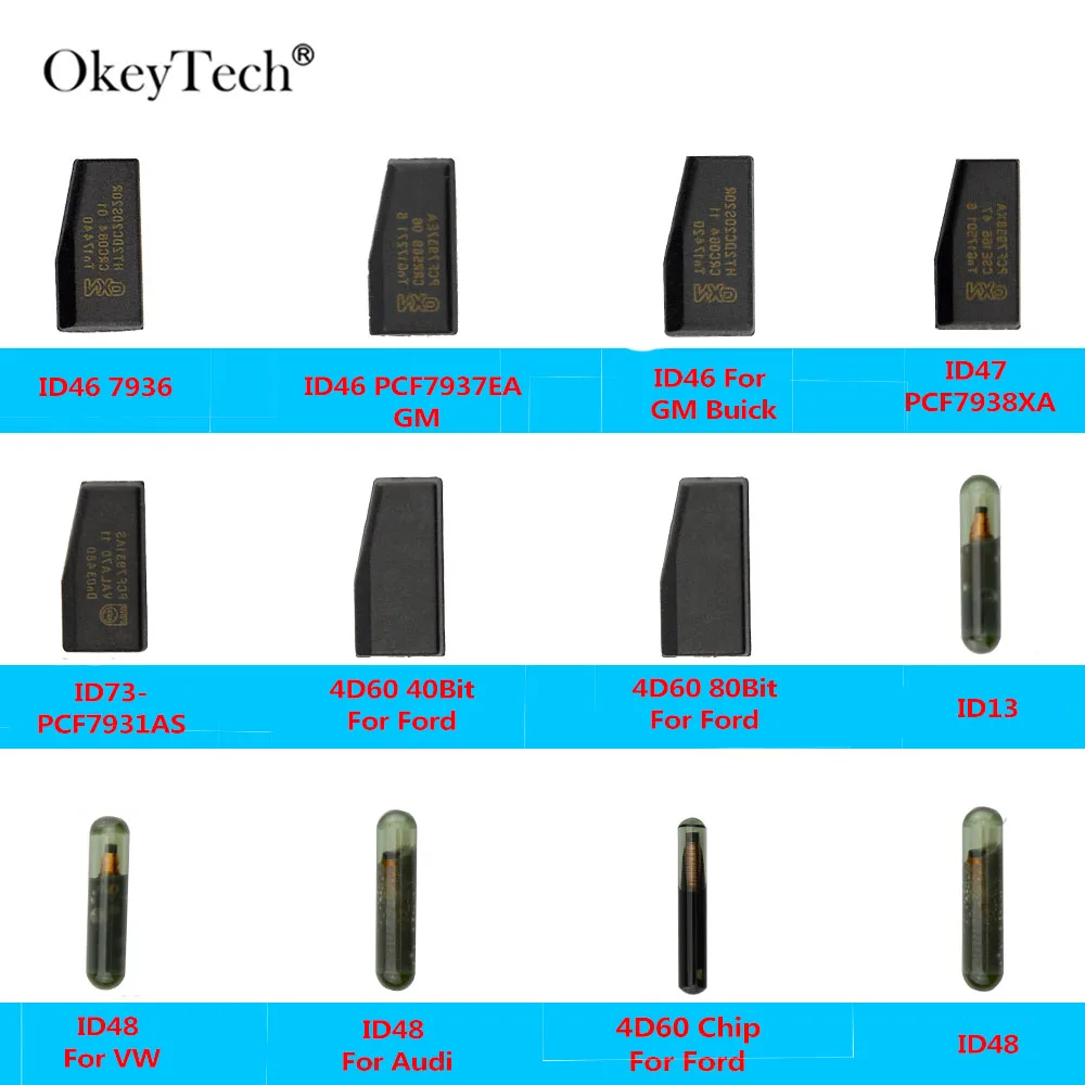 OkeyTech ID46 ID47 ID48 Стекло ID13 PCF7937EA GM PCF7938XA ID73 PCF7931AS 4D60 40/80Bit транспондер пустой