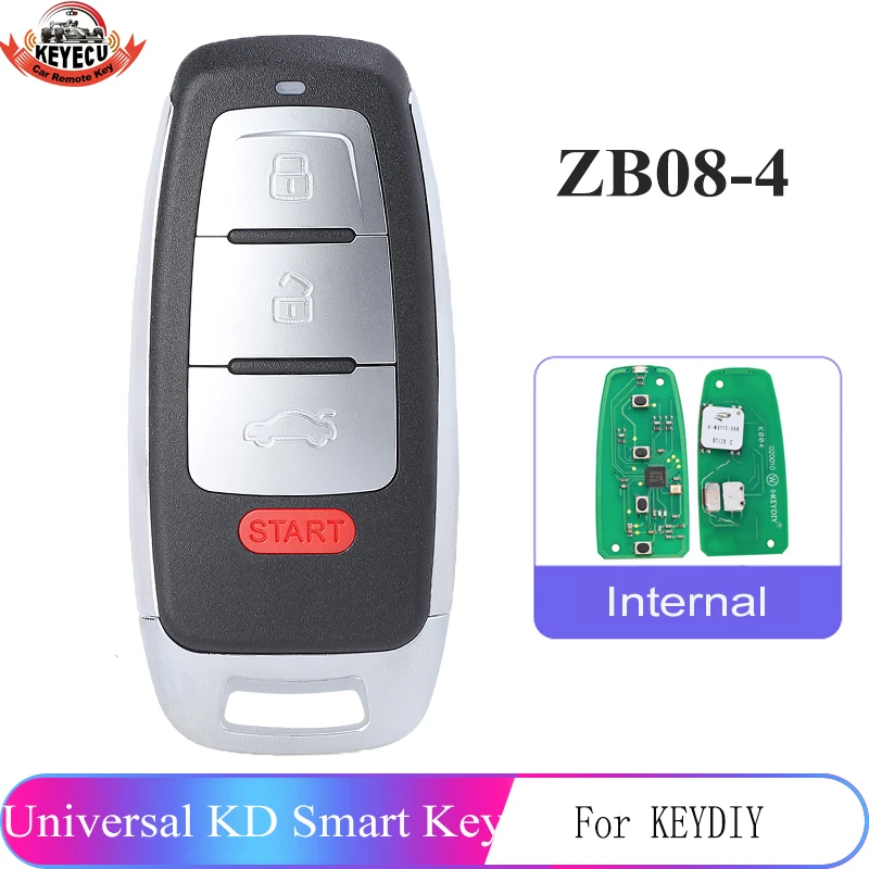 

ZB08-4 KEYDIY Universal 3+1 Buttons Smart Key for KD-X2 Car Key Remote Replacement Fit for More than 2000 Models