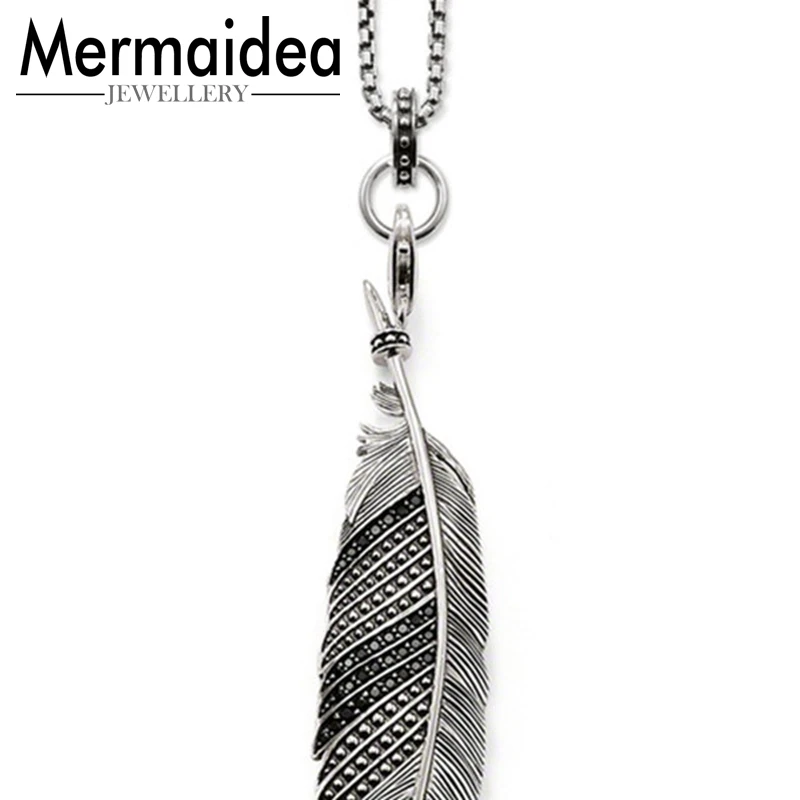 Ожерелье с подвеской в виде пера для женщин и мужчин модное Ювелирное Украшение