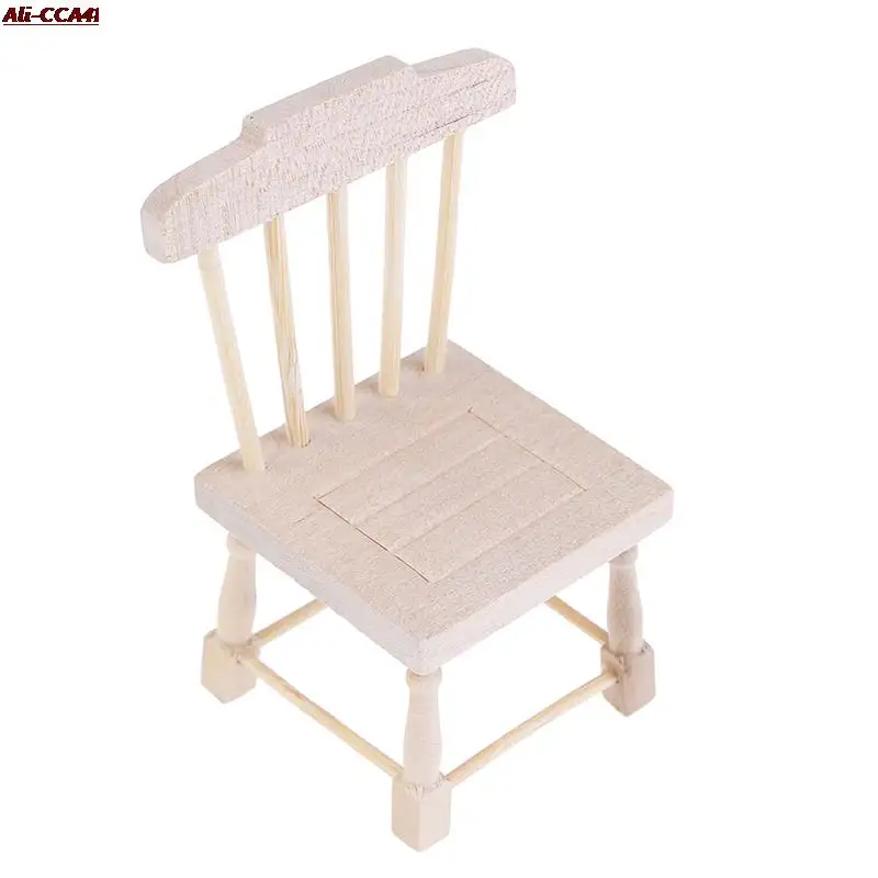 

Деревянный обеденный стул, стул 1:12, миниатюрная кукольная мебель для кукольного домика, шикарные коричневые Игрушки для малышей