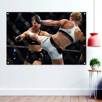 female boxer match wallpaper poster wall art kickboxing muay thai martial arts banner flags canvas painting artwork gym decor