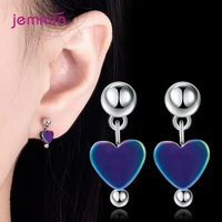 blue love heart dangle earring for women 925 sterling silver drop earring wedding engagement fine jewelry valentines day gift