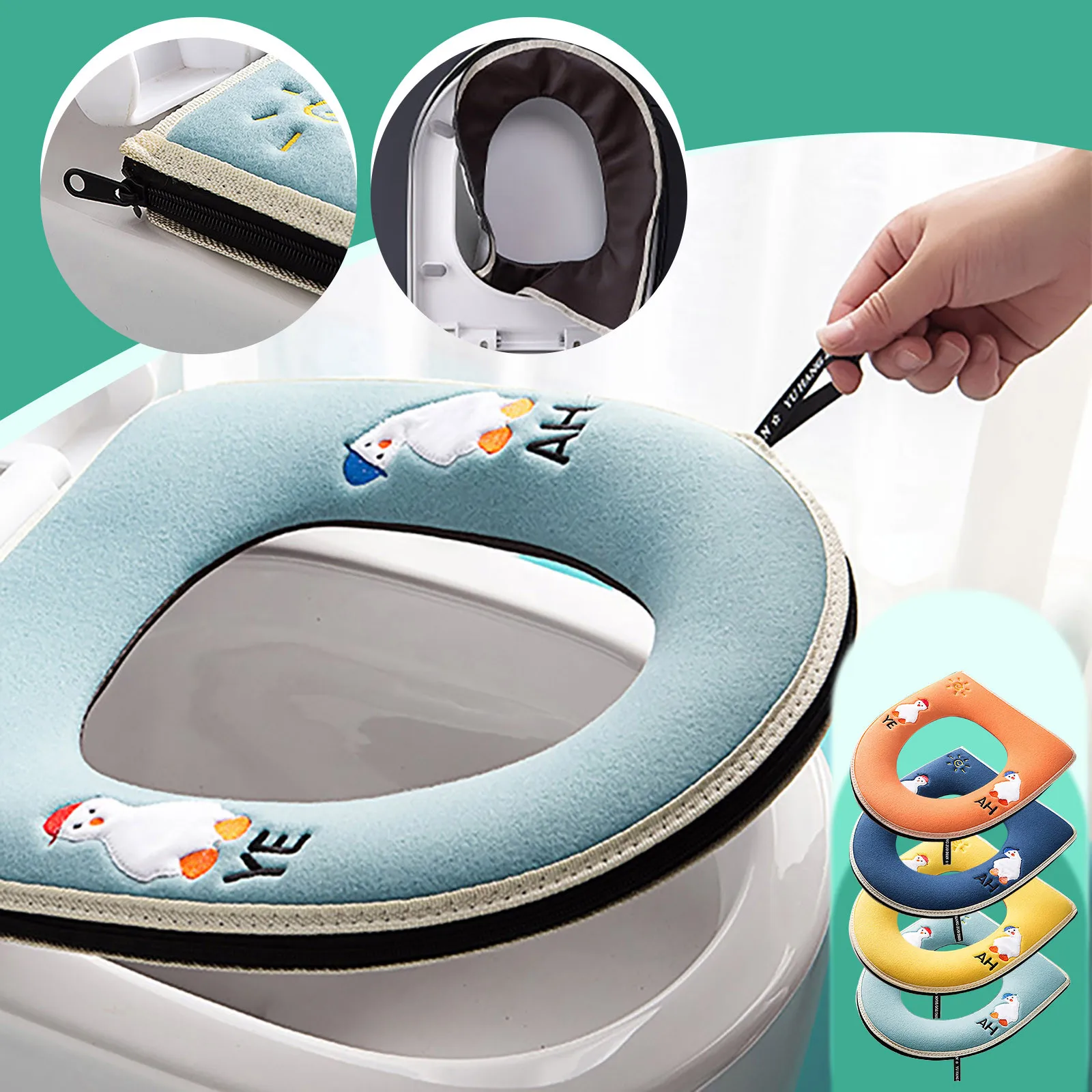 

Подушка на сиденье Oilet Всесезонная утолщенная крышка для унитаза вязаная Подушка на сиденье унитаза моющаяся Бытовая крышка для унитаза