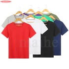 Футболка из чистого хлопка, однотонная, с коротким рукавом