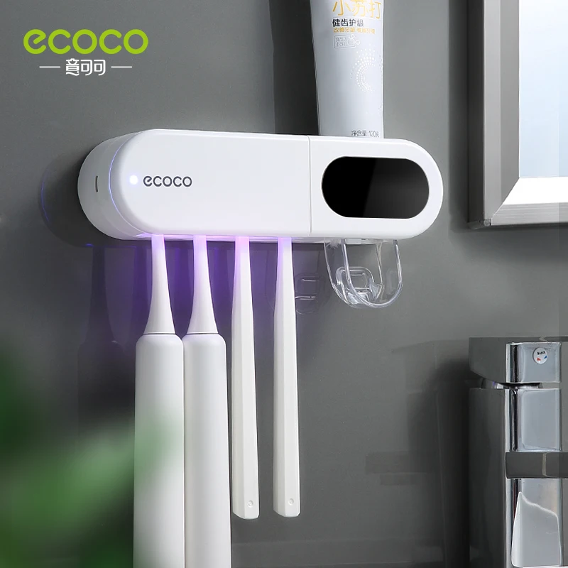 ECOCO Toothbrush Sterilizer Automatic induction UV Rechargeable Drying Wall-mounted Tooth Brush Holder Bathroom Accessories | Дом и сад