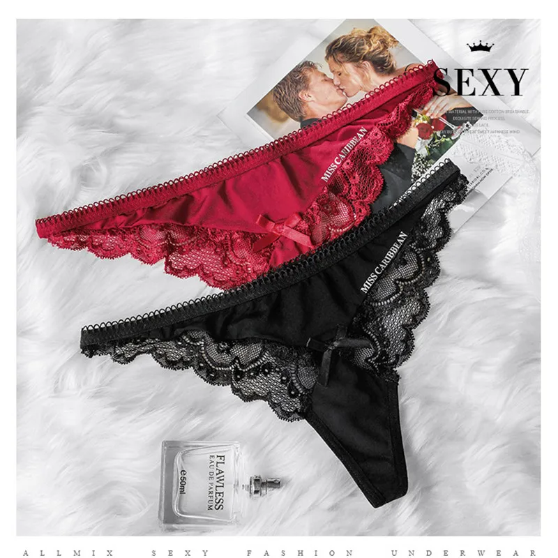 Voplidia кружевное нижнее белье с буквенным принтом стринги бантом женское