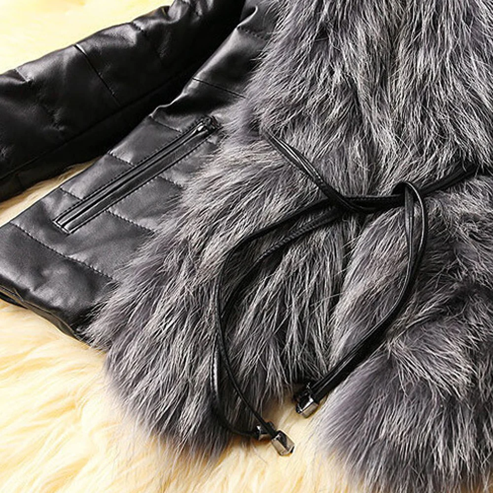 

Women's autumn winter new long sleeve imitation fox fur coat plus size 3XL Warm Women coats Women's Fur & Faux Fur coat pu