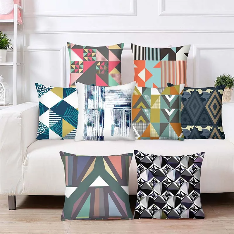 

Geometric Patterns Throw Pillow Covers 45x45cm Diamond Pillows Decor Home Colorful Pillowcase Home Decoration Pillow Decor Sofa