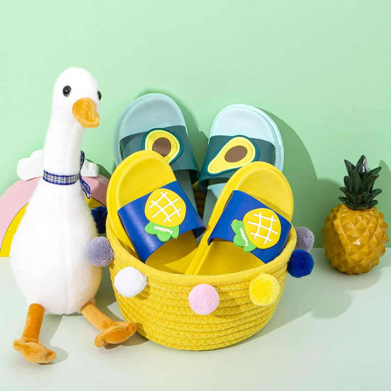 

Летние детские тапочки с мультипликационным рисунком, сандалии с фруктовым принтом для малышей, Уличная обувь из ЭВА на мягкой подошве, нес...