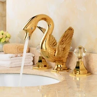 bathroom basin faucet solid brass sink mixer tap hot cold gold swan faucet bathroom crane crystal dual handle lavatory taps