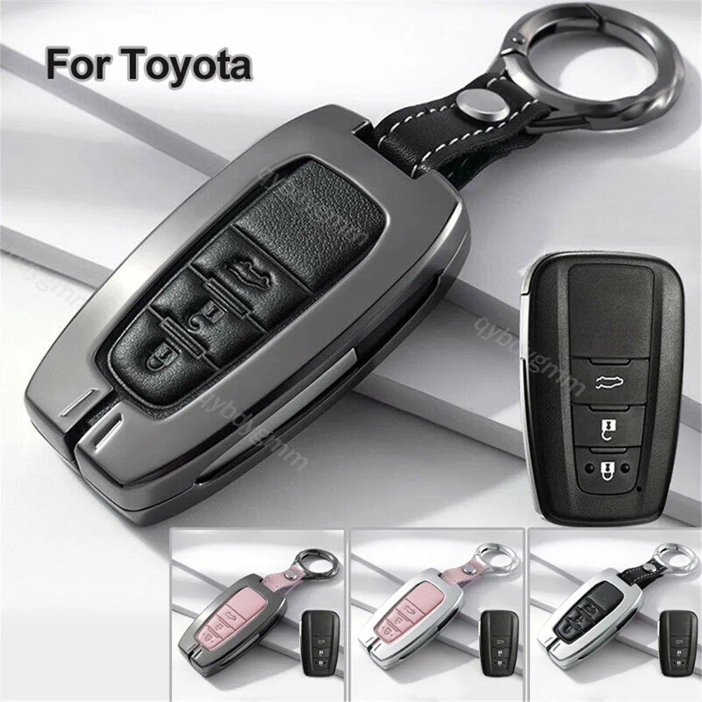 

Zinc Alloy Leather Car Remote Key Cover Case Fob Protector Shell For Toyota Camry Avalon Corolla RAV4 Camry Hybrid 2018-up