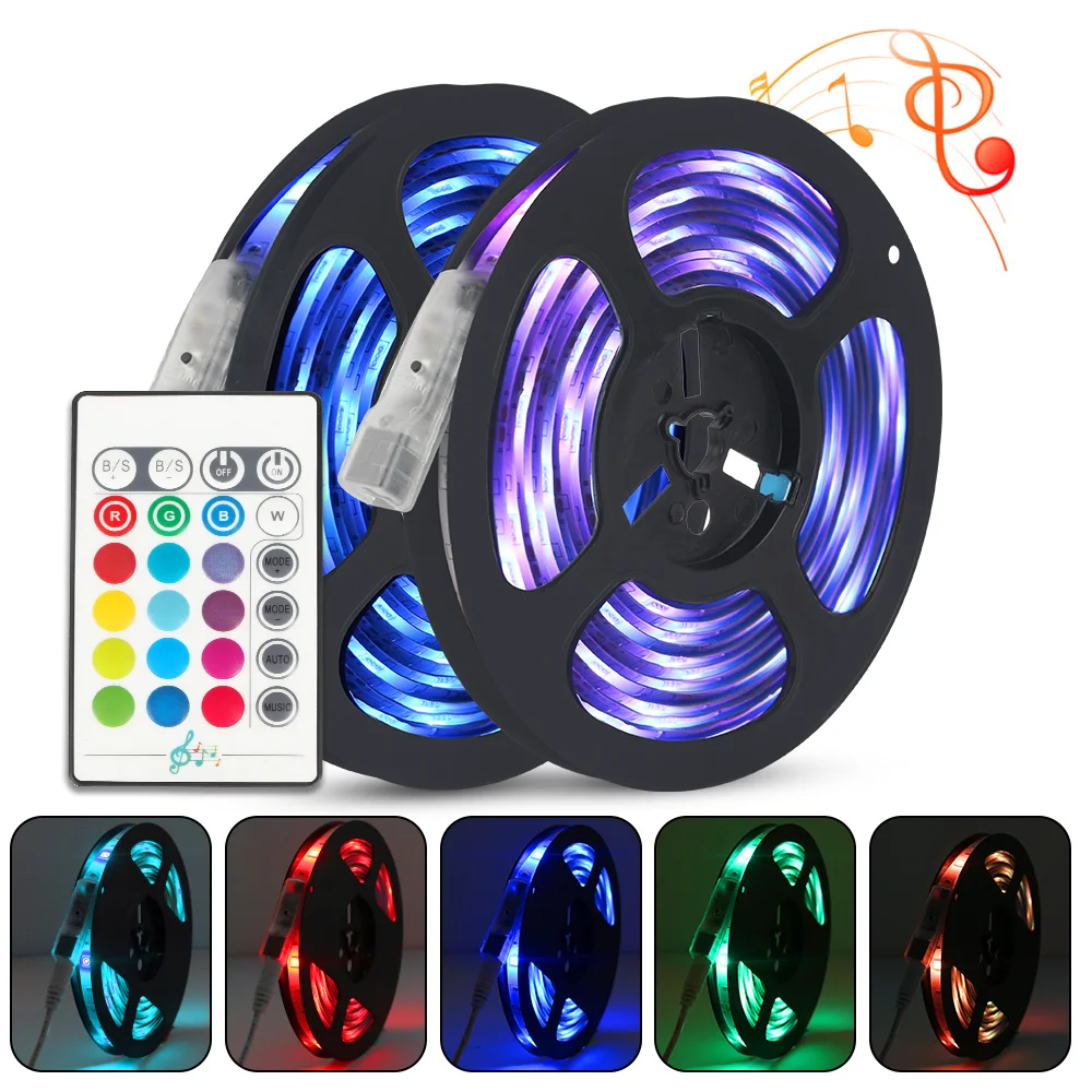 5 в USB светодиодный ленточный светильник 5050 RGB 2 м музыкальный пульт