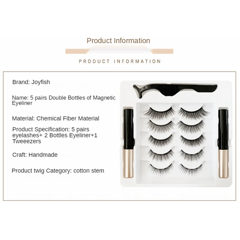 

5 Pairs Magnetic Lashes Waterproof Eyeliner and Tweezers Kit Faux Mink False Eyelash Natural Long Eye Extension Suppliers