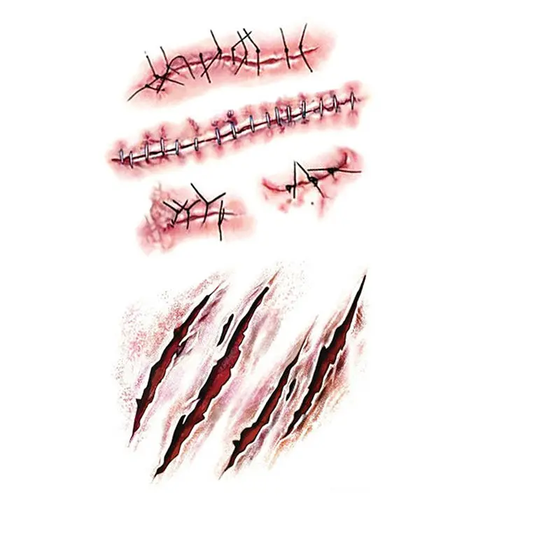 5 шт./компл. тату для Хэллоуина Зомби Шрамы Татуировки с фальшивой паршивой крови