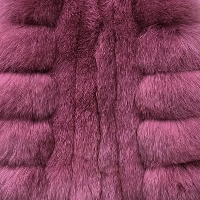 Peach Pink Женский Длинный жилет из натурального Лисьего меха роскошный Теплый жилет подлинный натуральных мех женский жилет S7558 - Цвет: Peach Pink