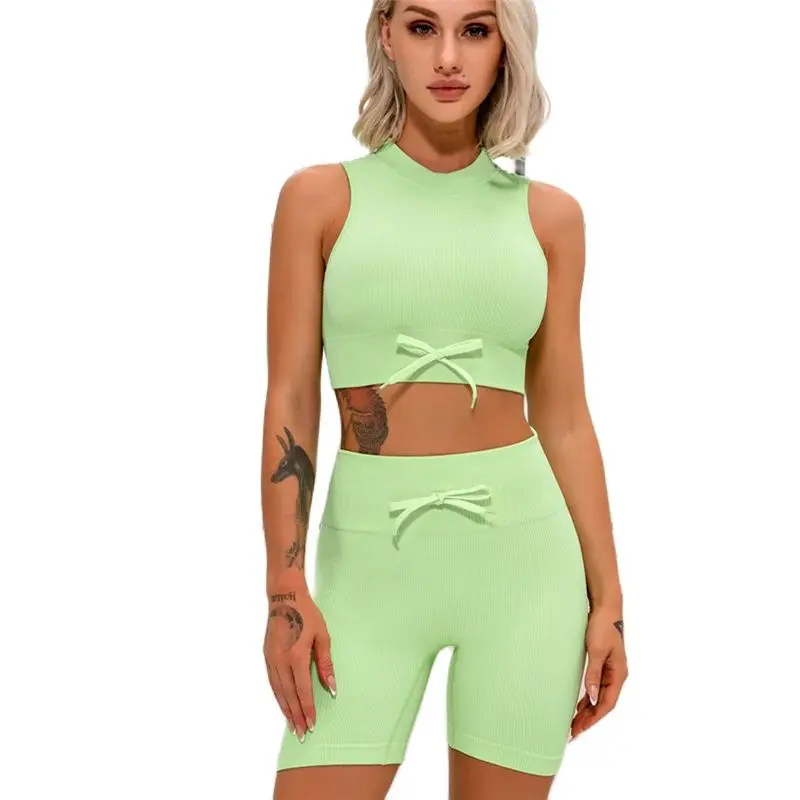 

Бесшовный комплект для йоги, женская одежда для спортзала, комплект из 2 предметов, спортивные рубашки, Леггинсы пуш-ап, комплект для тренаже...