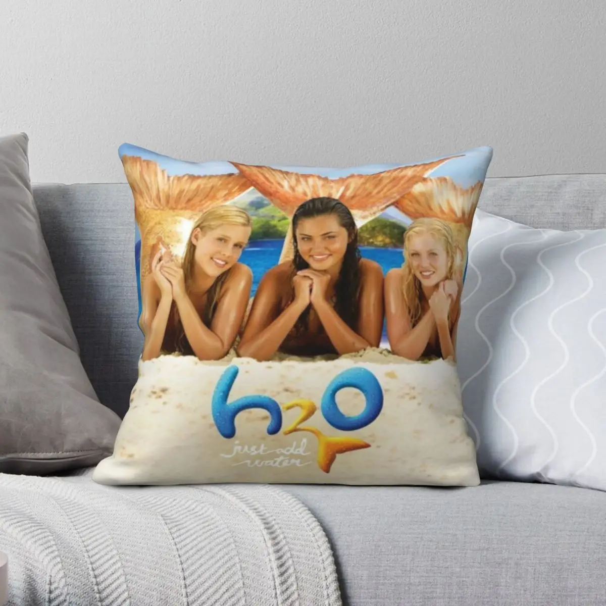 

H2O Just Add Water Square Pillowcase Polyester Linen Velvet Printed Zip Decor Pillow Case Car Cushion Cover 18"