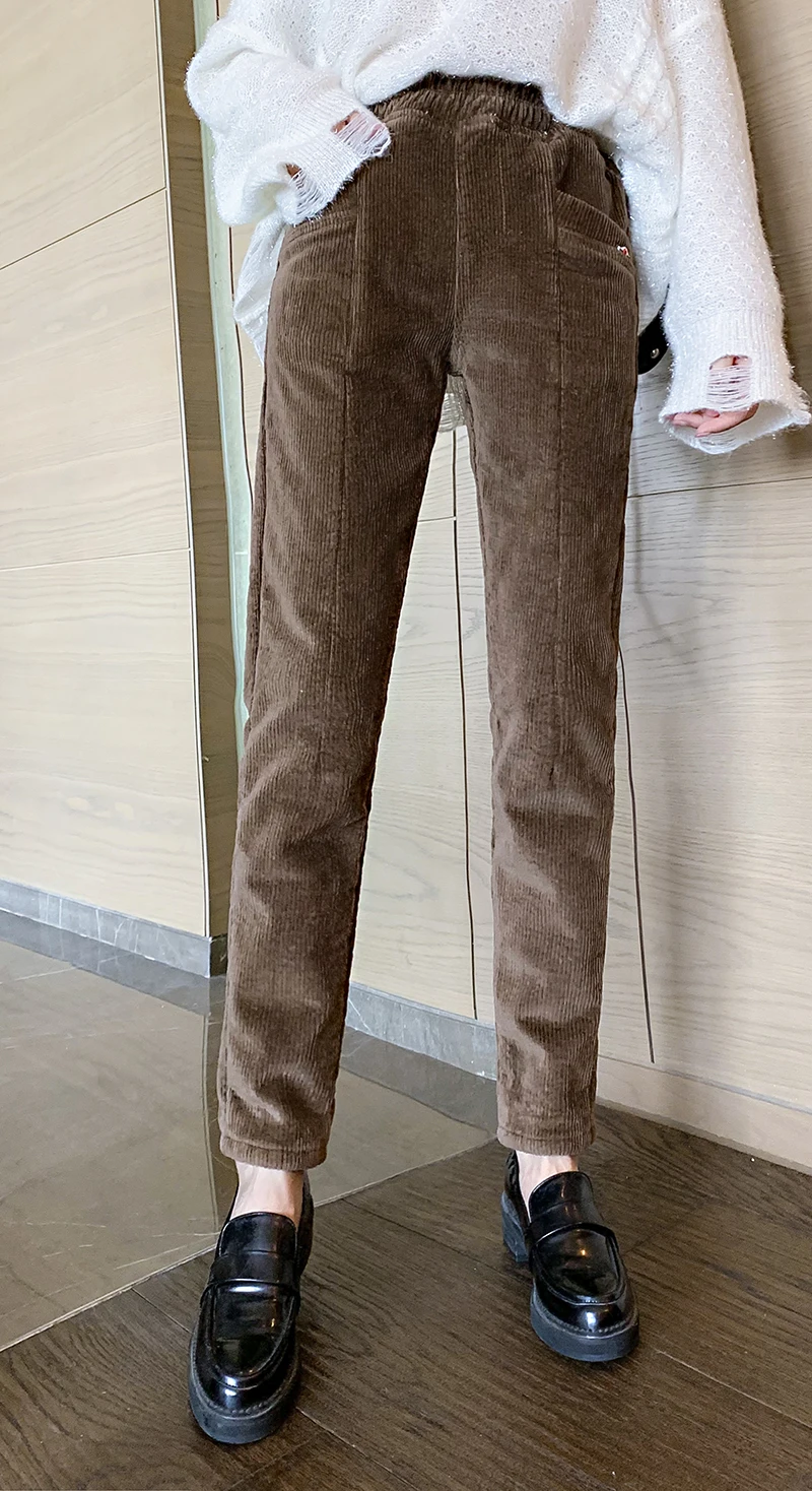 Winter Warm Harem Pants Women New Corduroy Casual High Waist Female Trousers Fleece Pantalones Thick Loose Woman Pants