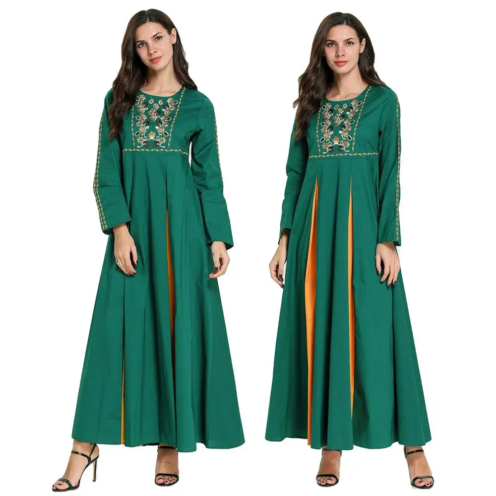 Женское свободное платье с вышивкой абайя длинное мусульманское коктейльное