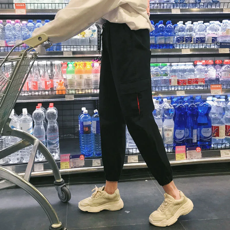 Брюки карго женские весенние популярные Узкие повседневные штаны с эластичным