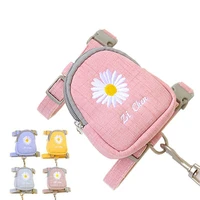 1pc dog breast strap cat tow rope for small medium pets embroidered chrysanthemum i shaped backpack ourdoor pet products