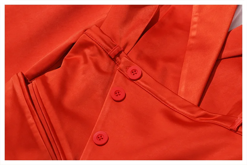 

[EAM] Women Orange Split Irregular Blazer New Lapel Long Sleeve Loose Fit Jacket Fashion Tide Spring Autumn 2021 1T660