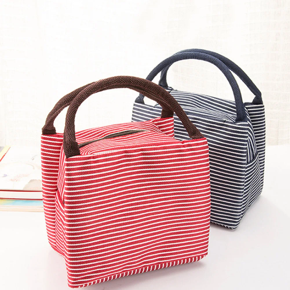 Полосатая сумка для ланча из ткани Оксфорд алюминиевой фольги плотная