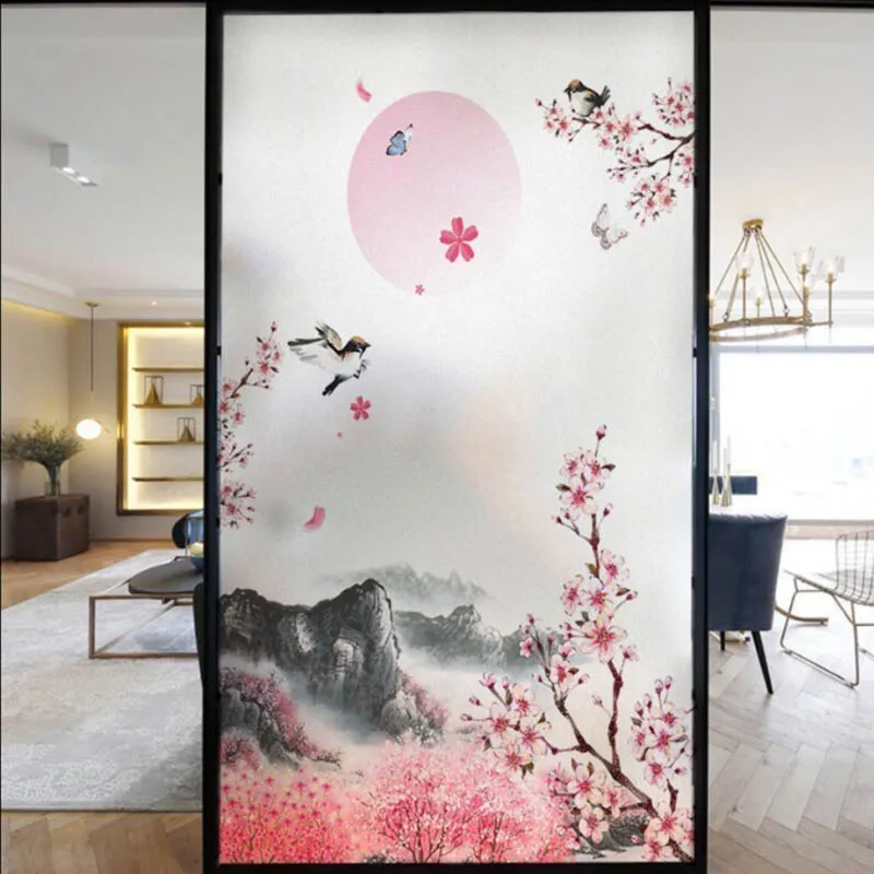 Индивидуальные Ретро наклейки из матового стекла с цветами прозрачная