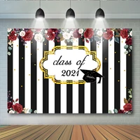 class of 2021 graduation backdrop graduation ceremony party decoration for photography photo booth stripes with floral backdrop